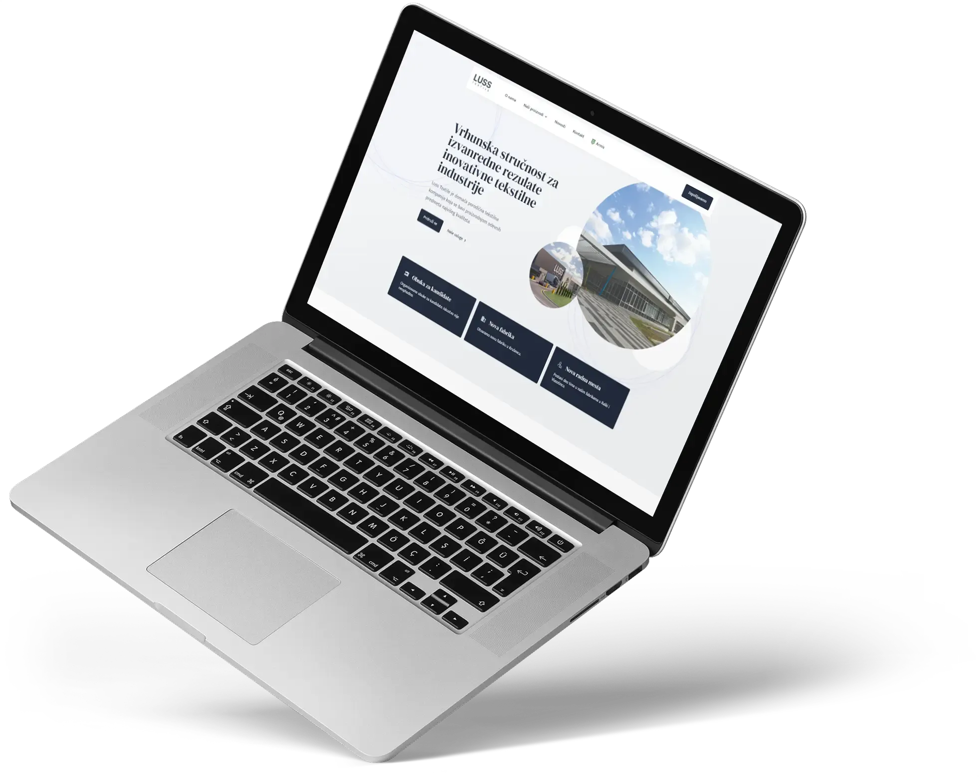 Luss Textile website shown on a laptop