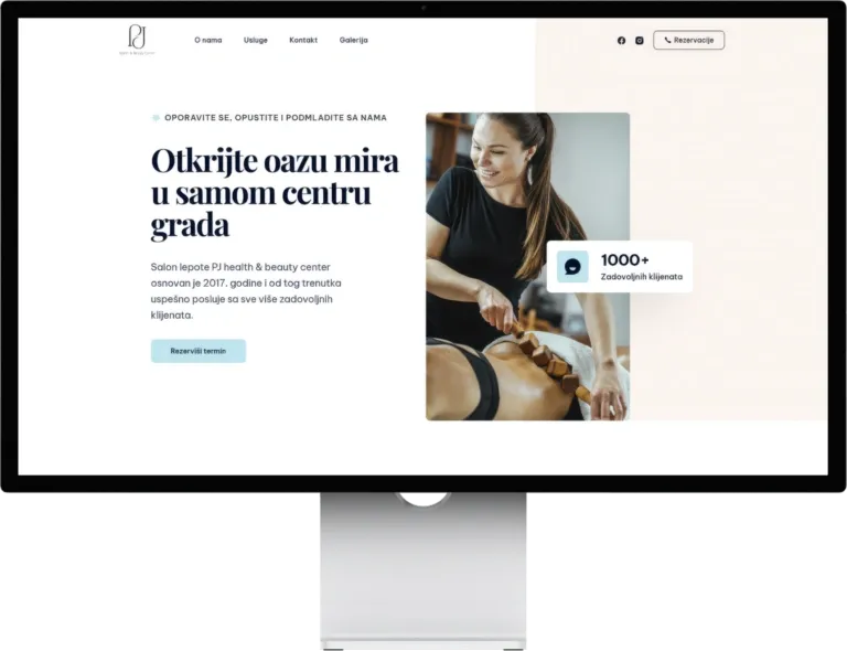 PJ Health & Beauty website shown on a desktop monitor