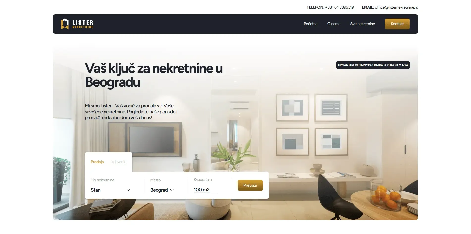 Lister real estate home page